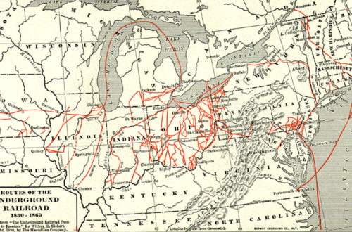 Map of various Underground Railroad escape routes in the Northern United States and Canada